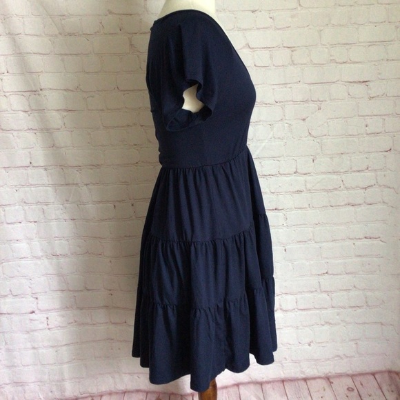 Urban Outfitters Navy Blue V-Neck Short Sleeve Dress - Size XS - Picture 4 of 7